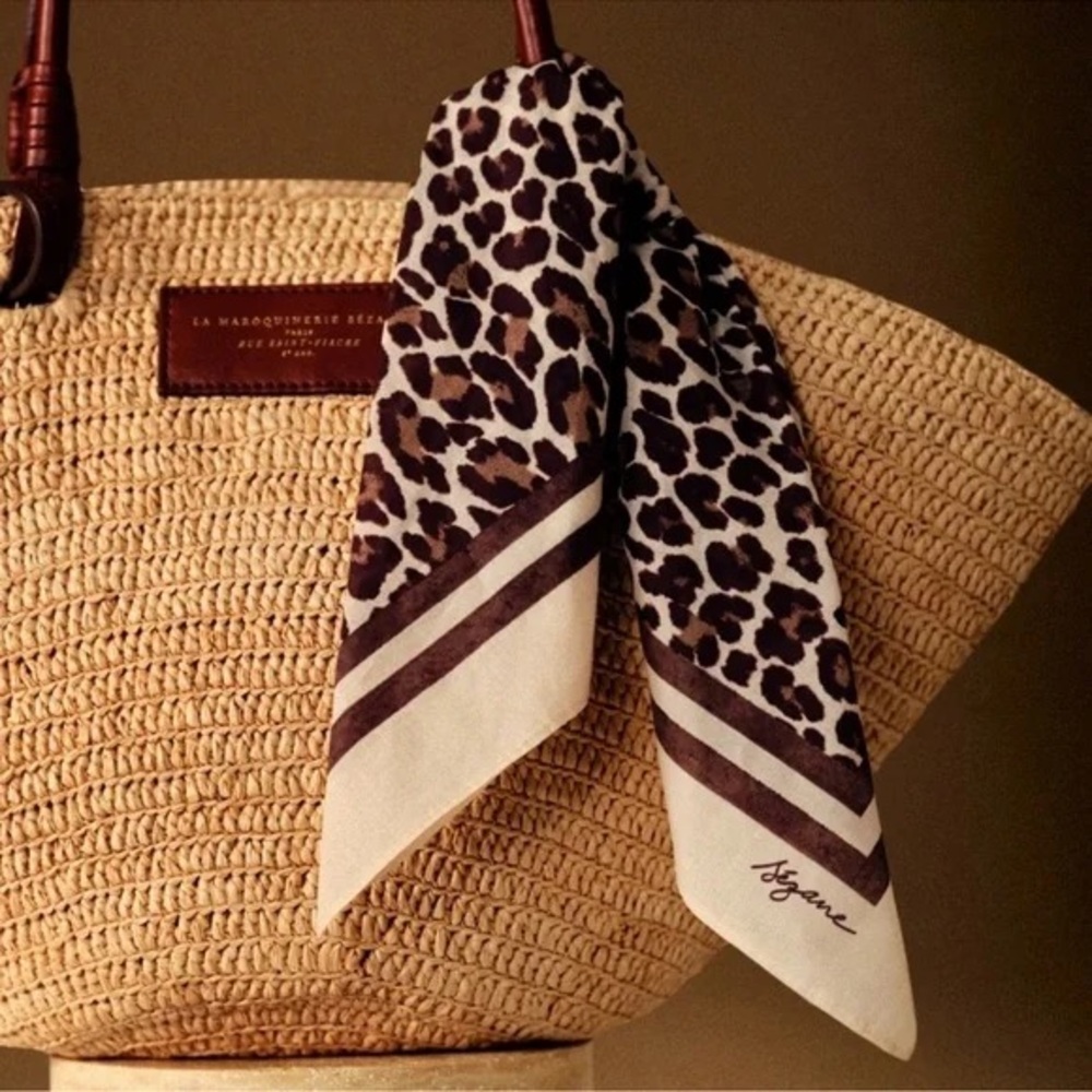 Sezane Cotton Leopard Print Scarf